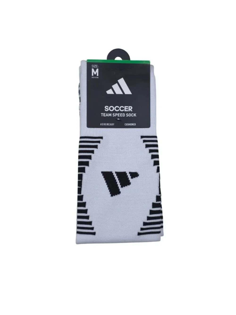 Adidas Team Speed Soccer Socks Medium White & Black Aeroready Recycled Content